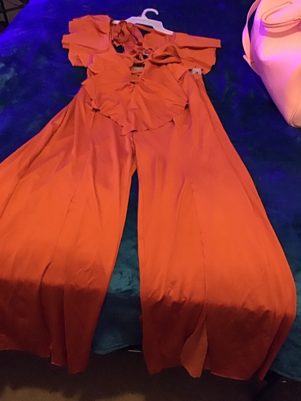SHEIN Rust Ruffle-Front Jumpsuit - Picture 5 of 8